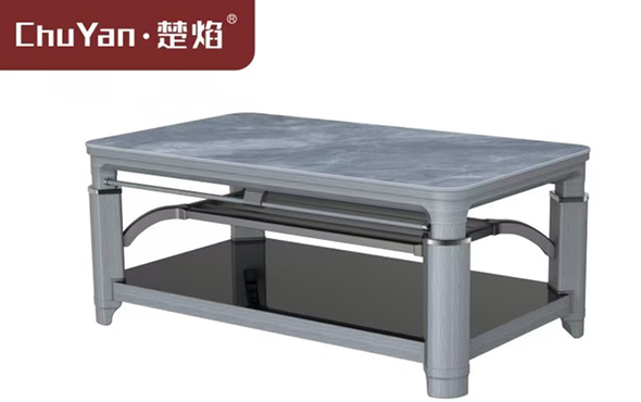 LETOU樂投高端升降茶幾電暖桌 茶幾智能升降電器L23-莫尼淺灰[高腳固定中層]