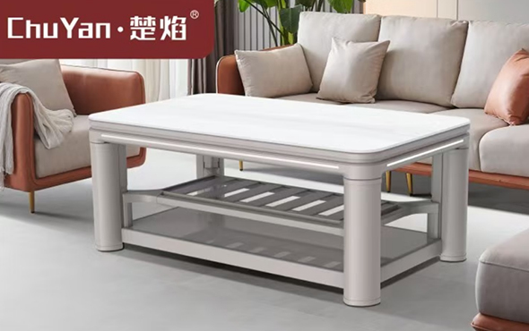 LETOU樂投高端升降茶幾電暖桌 茶幾智能升降電器C23-6D-卡拉米白[底板升降]