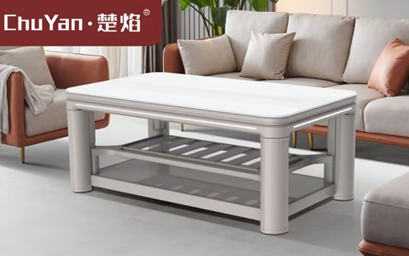 LETOU樂(lè)投高端升降茶幾電暖桌 茶幾智能升降電器C23-6D-卡拉米白[底板升降]