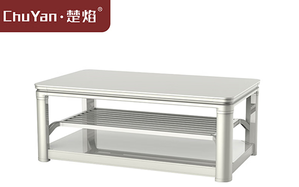 LETOU樂投高端升降茶幾電暖桌 茶幾智能升降電器Y24-1-白砂奶灰[固定中層]